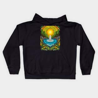 Whispering Cascades: Immersing in the Tranquility of Waterfall Art Kids Hoodie